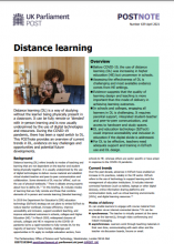 Distance learning: (Postnote Number 639)